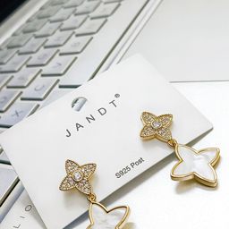 Manikya Gold-Plated Cubic Zirconia Stone Studded Floral Stainless Steel Drop Earrings-15