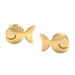 KUBERBOX Love Bouquet 18KT Gold Diamond-Studded Stud Earrings-1.89gm-image-66