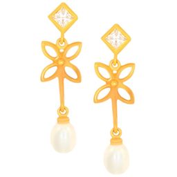 BHIMA 22K Hallmark 916 Purity Yellow Gold Flower Pearl Drop-image-45