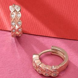 AMI Rose Gold Contemporary Cubic Zirconia Hoop Earrings-44
