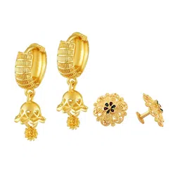 Vighnaharta Set Of 2 Gold-Plated Brass Floral Hoop Earrings-image-65