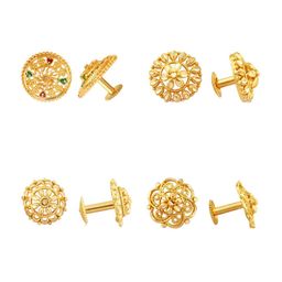 Vighnaharta Set Of 4 Gold-Plated Floral Studs Earrings-image-60