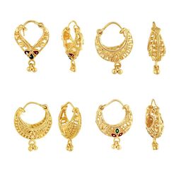 Vighnaharta Set Of 4 Gold-Plated Floral Hoop Earrings-62