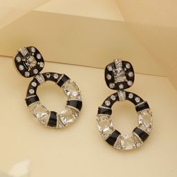 Saraf RS Jewellery Silver-Plated Geometric Drop Earrings-17