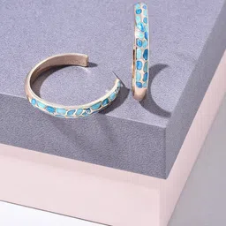 AMI Turquoise Blue Contemporary Hoop Earrings-35