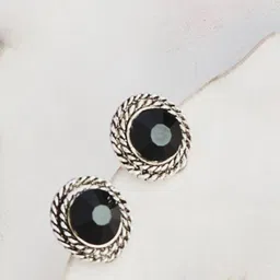 ATIBELLE Silver-Plated Circular Shaped Stud Earrings-91