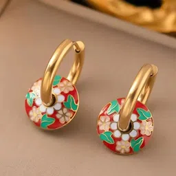 EL REGALO Gold-Plated Stainless Steel Hoop Earrings-56