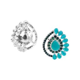 DEGHLAM Silver-Plated Artificial Stones Studded Teardrop Shaped Drop Earrings-8