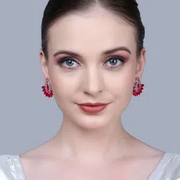 DEGHLAM Silver-Plated Cubic Zirconia Studded Classic Shaped Drop Earrings-24
