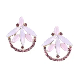 DEGHLAM Silver-Plated Artificial Stones studded Contemporary Drop Earrings-23