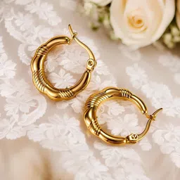 KARISHMA KREATIONS Gold Plated Contemporary Hoop Earrings-46