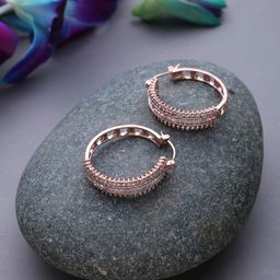 SOHI Rose Gold Plated Circular Hoop Earrings-18