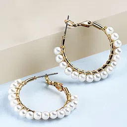 AMI White Contemporary Hoop Earrings-6