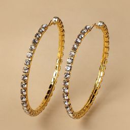 SOHI Gold-Plated Crystals-Studded Hoop Earrings-image-78