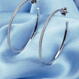 GIVA 925 Sterling Silver Rhodium Plated Studded Hoop Earrings-36
