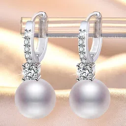 Jewels Galaxy Silver Plated AD Studded Hoop Earrings-image-80