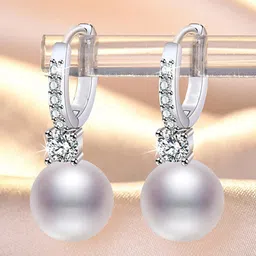 Jewels Galaxy Silver-Plated American Diamond Studded Contemporary Drop Earrings-image-81