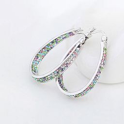 Yellow Chimes Silver-Toned Contemporary Hoop Earrings-image-67
