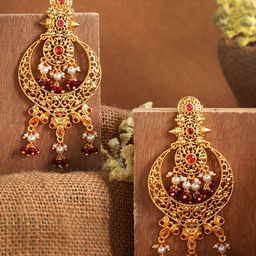 Voylla Gold-Plated Contemporary Hoop Earrings-57
