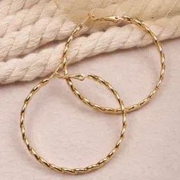 Crunchy Fashion Gold-Plated Contemporary Hoop Earrings-image-68