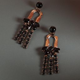 SOHI Gold Plated Stone Studded Drop Earrings-89