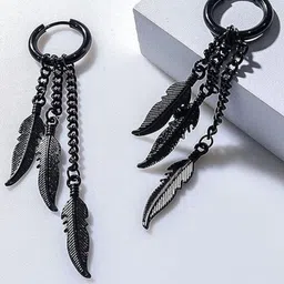 KRYSTALZ Feather Shaped Hoop Earrings-14