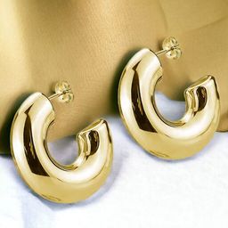 Okos Gold-Plated Contemporary Half Hoop Earrings-25