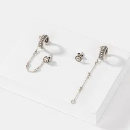 SHAYA 925 Silver Oxidised Contemporary Half Hoop Earrings-picture-53