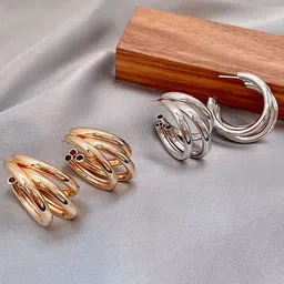Jewels Galaxy Set Of 2 Contemporary Half Hoop Earrings-53