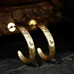 Berserk Women Gold-Toned Classic Half Hoop Earrings-image-1