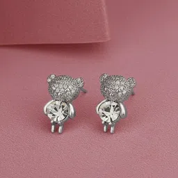 Carlton London Rhodium-Plated CZ Quirky Stud Earrings-image-37