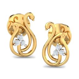 KUBERBOX Kofi Swan 18KT Gold Diamond-Studded Earrings-1.8gm-image-59