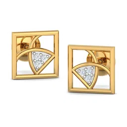KUBERBOX 18KT Gold Diamond-Studded Stud Earrings- 1.79 gm-39