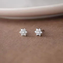 MANNASH Silver-Plated Floral Studs Earrings-11