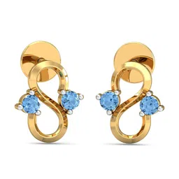 KUBERBOX 18KT Susan Auqamarine Stud Gold Earrings - 1.58 gm-image-90