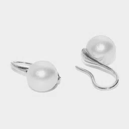 OOMPH Silver Plated Contemporary Beaded Drop Earrings-44