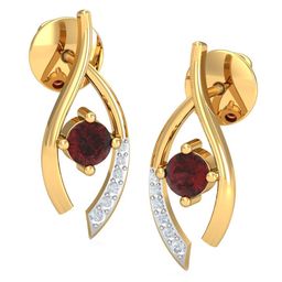 KUBERBOX 18KT Gold Diamond-Studded Garnet Earrings - 2.38g-image-17