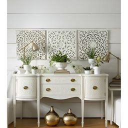 VAS collection home White 3 Pieces Textured Wooden Hanging Wall Decor-image-22