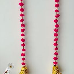 PLAYFUL STITCHES Pink & Gold Toned 2 Pieces Pom Pom With Bell Wall Hangings-image-28