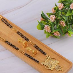 Anouk Gold-Plated Mangalsutra With Earrings-image-1