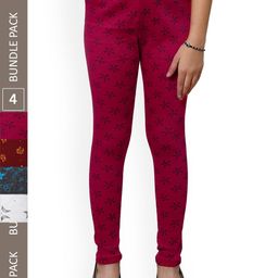IndiWeaves Girls Pack Of 4 Printed Wool Leggings-picture-34
