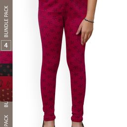 IndiWeaves Girls Pack Of 4 Printed Wool Leggings-picture-41