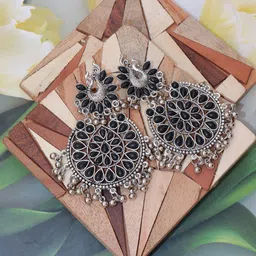 VAGHBHATT Silver Plated Peacock Shaped Chandbalis Earrings-20