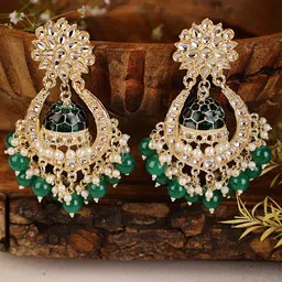 Shining Diva Green Classic Chandbalis Earrings-picture-5