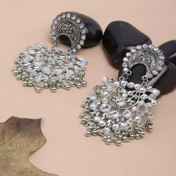 PRASUB Silver-Plated Contemporary Chandbalis-image-4