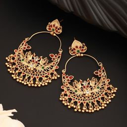 Saraf RS Jewellery Gold-Plated American Diamond Studded Chandbalis-58