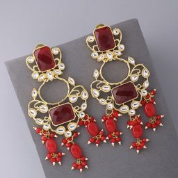 VIRAASI Kundan Studded Contemporary Chandbalis-20