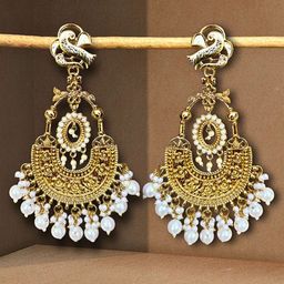 UnfoldSelf Gold-Plated Artificial Stones and Beads Alloy Contemporary Chandbalis-16
