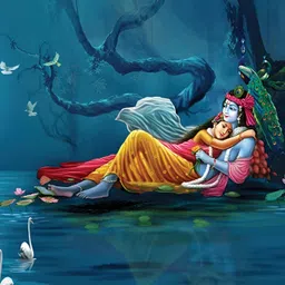 masstone Blue Lord Krishna Religious Wall Art-image-79