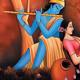 masstone Blue Lord Krishna Religious Wall Art-image-37